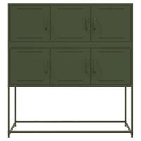 Dressoir 100,5x39x107 cm staal olijfgroen - thumbnail