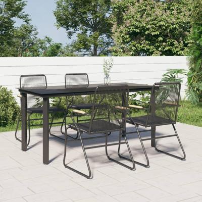 5-delige Tuinset PVC-rattan zwart