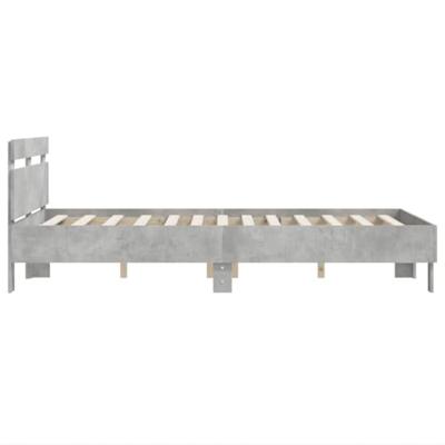 Bedframe met hoofdeinde bewerkt hout betongrijs 120x190 cm