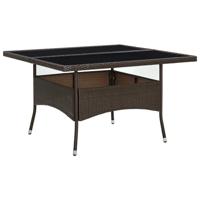 Tuintafel poly rattan en glas bruin - thumbnail