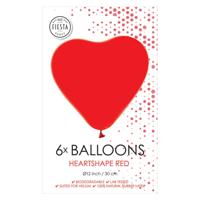 Globos Ballonnen hart ballonnen rood 30cm, 6st. - thumbnail