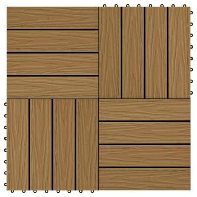 VidaXL Terrastegels diep reliëf 30x30 cm 1 m² hkc teakkleur 11 st