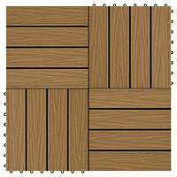 VidaXL Terrastegels diep reliëf 30x30 cm 1 m² hkc teakkleur 11 st - thumbnail