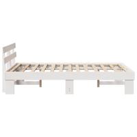 Bedframe met hoofdeinde Wit 135 x 190 cm Massief grenenhout - thumbnail