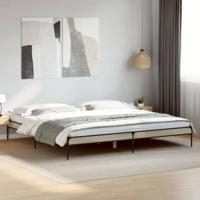 Bedframe bewerkt hout metaal sonoma eikenkleurig 200x200 cm - thumbnail