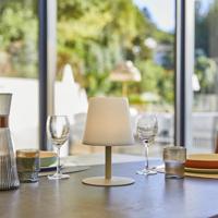 STANDY MINI CREAM Snoerloze tafellamp met crèmekleurige stalen voet - warm wit / koud witte LED voet - thumbnail