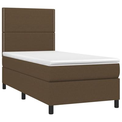 vidaXL Boxspring met matras en LED stof donkerbruin 90x190 cm, bed, boxspringbed, tweepersoonsbed, slaapmeubel, boxspring bed, bed met matras
