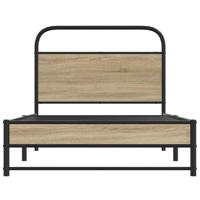 Bedframe zonder matras bewerkt hout gerookt eiken 100x190 cm - thumbnail