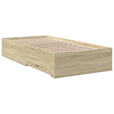 Bedframe met lades bewerkt hout sonoma eikenkleurig 90x200 cm - thumbnail