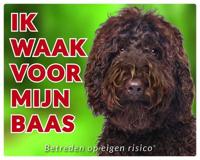 Labradoodle Waakbord - Ik waak voor mijn baas bruin - thumbnail