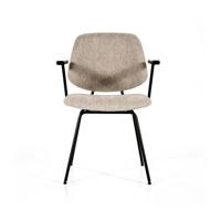 Eleonora Eetkamerstoel 'Lynn' met armleuning, kleur Beige Fletcher - thumbnail