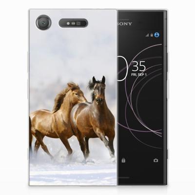 Sony Xperia XZ1 TPU Hoesje Paarden Sony Xperia XZ1 TPU Hoesje Paarden