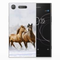 Sony Xperia XZ1 TPU Hoesje Paarden - thumbnail