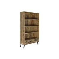 Planken DKD Home Decor Zwart Metaal Donkerbruin Mangohout 100 x 40 x 180 cm - thumbnail