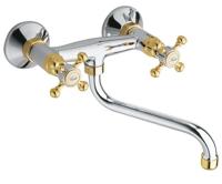 Inbouw Wastafelmengkraan Sapho Antea 2-knop Gebogen Uitloop 19 cm Chroom / Goud Sapho - thumbnail