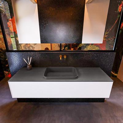 Badkamermeubelset Mondiaz Erin 150 cm met 1 Lade met RIDGE Wastafel Midden Dark grey Zonder Kraangaten Greeploos Mat Talc Badkamermeubelset Mondiaz Erin 150 cm met 1 Lade met RIDGE Wastafel Midden Dark grey Zonder Kraangaten Greeploos Mat Talc