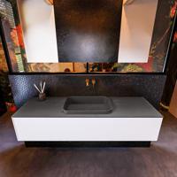 Badkamermeubelset Mondiaz Erin 150 cm met 1 Lade met RIDGE Wastafel Midden Dark grey Zonder Kraangaten Greeploos Mat Talc - thumbnail