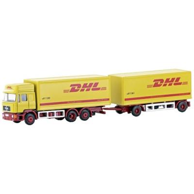 Minis by Lemke LC4607 N Vrachtwagen MAN F90 3-assige koffer-hangertrein DHL Minis by Lemke LC4607 N Vrachtwagen MAN F90 3-assige koffer-hangertrein DHL