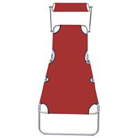 Ligbed inklapbaar met luifel aluminium rood - thumbnail