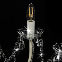 VidaXL Kroonluchter met kralen 12xe14 wit - thumbnail