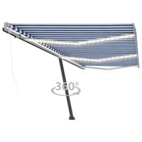 Luifel automatisch met LED en windsensor 600x300 cm blauw wit - thumbnail