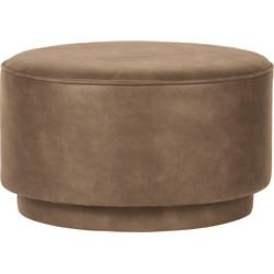 vtwonen Ronde Poef 'Coffee' Eco-leer 60cm, kleur Cognac