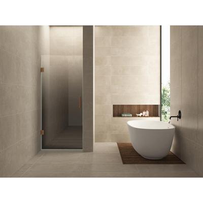 Wiesbaden Less Nisdeur Links - 800x2000x8mm - Nano - Spiegelrook naar Helder Glas - Geborsteld Brons Koper