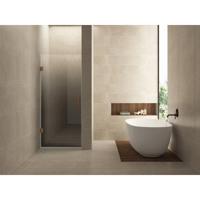 Wiesbaden Less Nisdeur Links - 800x2000x8mm - Nano - Spiegelrook naar Helder Glas - Geborsteld Brons Koper - thumbnail