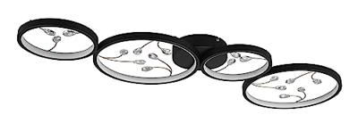 Trio Zwarte led plafonnièreGroovy 4-lichts - 642110432