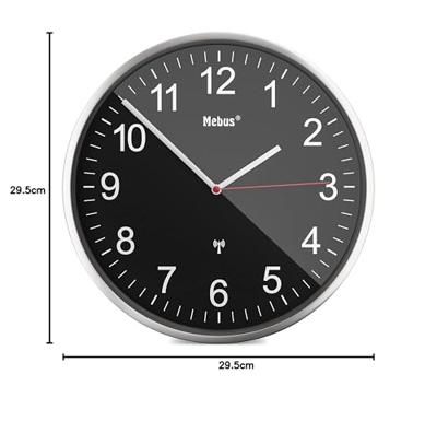 Mebus 19578 Wandklok Zendergestuurd 30 cm Zilver
