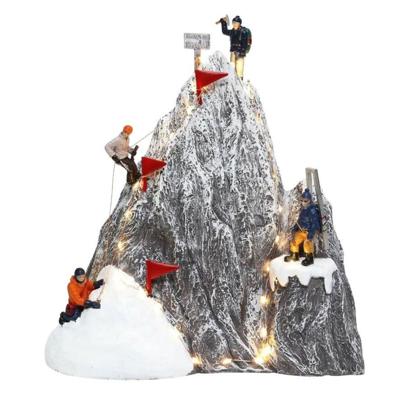 Hikers Climb on Mountaintop with LED polyresin 35cm Santaville - Santaville Hikers Climb on Mountaintop with LED polyresin 35cm Santaville - Santaville