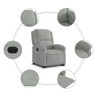 Sta-opstoel elektrisch verstelbaar fluweel lichtgrijs