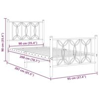 Bedframe met hoofd- en voeteneinde metaal zwart 90x200 cm - thumbnail