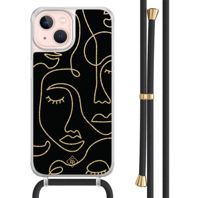 iPhone 13 hoesje met zwart koord - Abstract faces