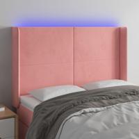 Hoofdbord LED 147x16x118/128 cm fluweel roze - thumbnail