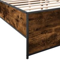 Bedframe bewerkt hout metaal gerookt eikenkleurig 135x190 cm - thumbnail