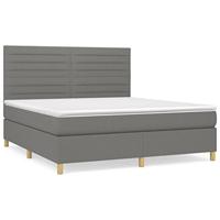 Boxspring met matras stof donkergrijs 160x200 cm - thumbnail