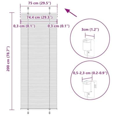 VidaXL Plissé rolgordijn 75x200 cm stofbreedte 74,4 cm polyester zwart VidaXL Plissé rolgordijn 75x200 cm stofbreedte 74,4 cm polyester zwart