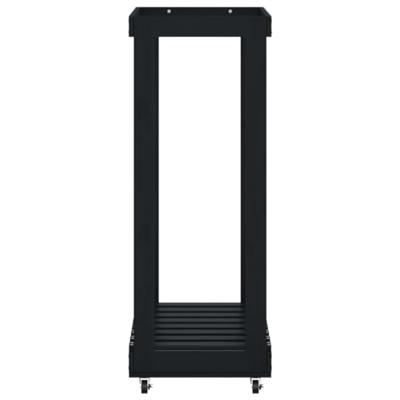 VidaXL Houtblokhouder met wielen 76,5x40x108 cm grenenhout zwart