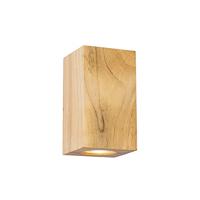 QAZQA Landelijke wandlamp hout vierkant 2-lichts - Sandy - thumbnail