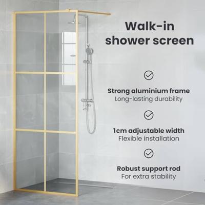 VidaXL Inloop douche wand goud 80 x 195 cm gehard glas