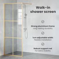 VidaXL Inloop douche wand goud 80 x 195 cm gehard glas - thumbnail