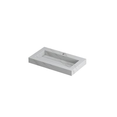 INK Pitch Wastafel Keramische Slab Bak met Drain en Front en Side Skirts 1 Kraangat - 800x450x90 mm - Calacatta Mat