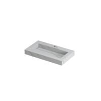 INK Pitch Wastafel Keramische Slab Bak met Drain en Front en Side Skirts 1 Kraangat - 800x450x90 mm - Calacatta Mat - thumbnail