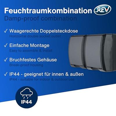 REV 0007091900 Stopcontact (opbouw) IP44 Antraciet