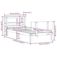 Bedframe met hoofdbord massief grenenhout 90x190 cm - thumbnail
