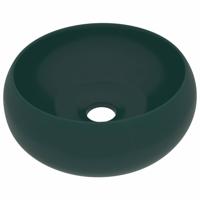 VidaXL Wastafel rond 40x15 cm keramiek mat donkergroen - thumbnail