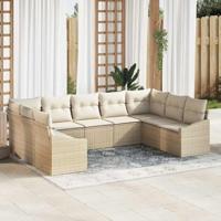 Tuinbankenset met opslag 9 pcs Beige en Crème poly rattan - thumbnail