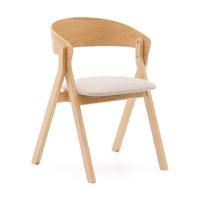 Kave Home Godia eetkamerstoel chenille Beige/naturel - thumbnail