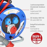 Brennenstuhl Kabelhaspel 20 mtr | IP44 | 5G2.5 | 400V | Voor de bouw | 1237990 - 1237990 - thumbnail